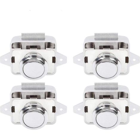 Bouton poussoir Loquet - sans clé Serrure de meuble Fermoir Bouton de porte de placard pour RV caravane de moteur 5 pièces Argent