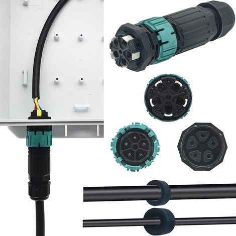 Raccord Électrique Étanches IP68, Connecteur étanche extérieur, Connecteur de prise étanche de type panneau, connecteur etanche pour Câble Ø 9 à 14 mm (5 Pôles)