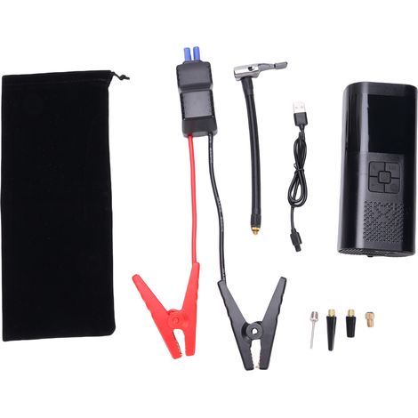 Démarreur batterie et pompe air portable – 12V urgence batterie gonfleur numérique voitures motos vélos ballons batterie externe LED (1/5)