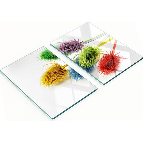 Set Küchenbretter aus gehärtetem Glas mit Distelmuster, 2 x 40 x 52 cm (1/5)