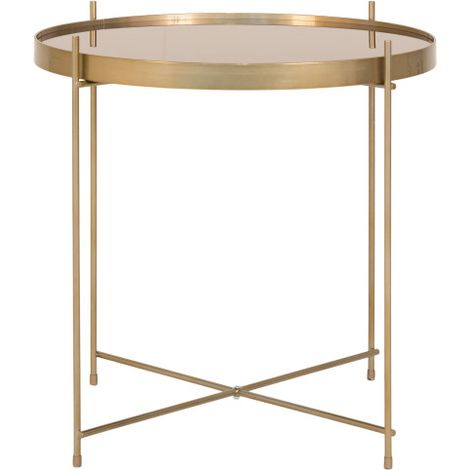 ROMA-Table basse acier couleur laiton et verre ø48cm (1/4)