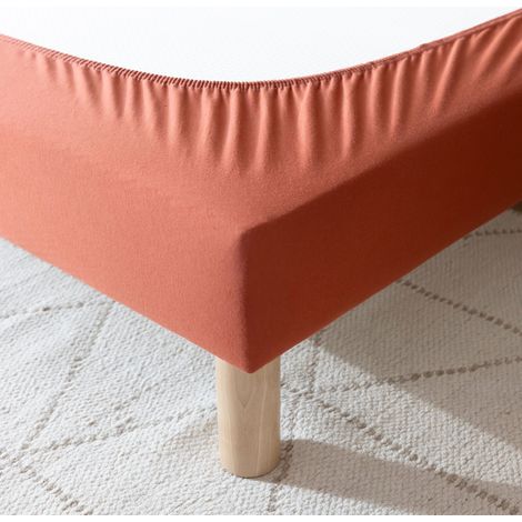 Cache-sommier coton jersey terre de sienne 70x190 à 80x200