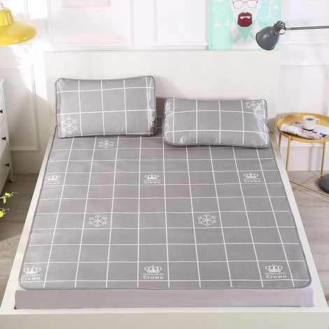 Tapis de sol rafraîchissant pliable en soie glacée, imprimé en 3D, avec taie d'oreiller (Queen) (1/5)