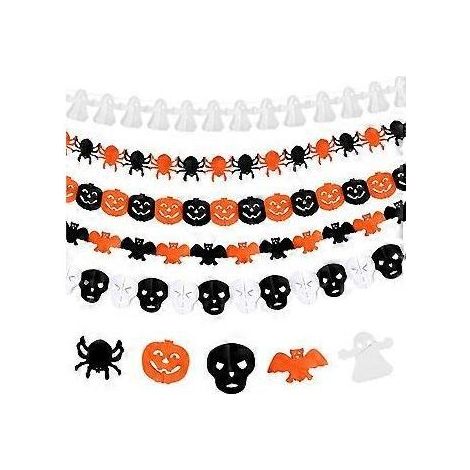 Guirlande de boules en feutre à motif fantôme unique pour la décoration d'Halloween, convient à une utilisation intérieure et extérieure (3 m) (1/5)