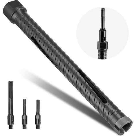 VEVOR Punte per Muratura Diametro 25 mm, Profondita di Foratura 241 mm, Filettatura Interna M16, Punta Carotatrice Diamantata a Secco con 3 Adattatori, Chiave Esagonale per Cemento Armato (1/5)