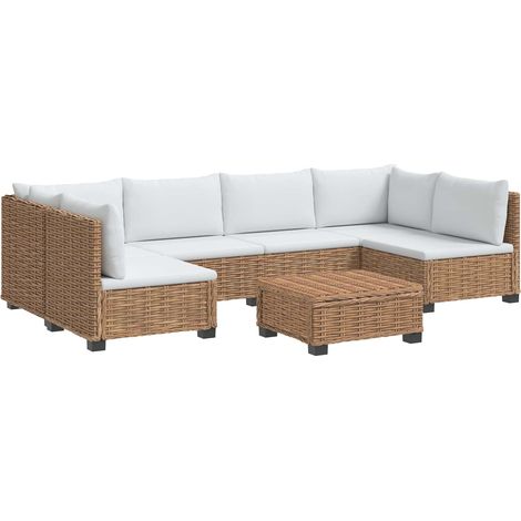 7 Stk. Rattan Lounge Set mit Kissen GENDT Naturrattan Natur vidaXL (1/5)