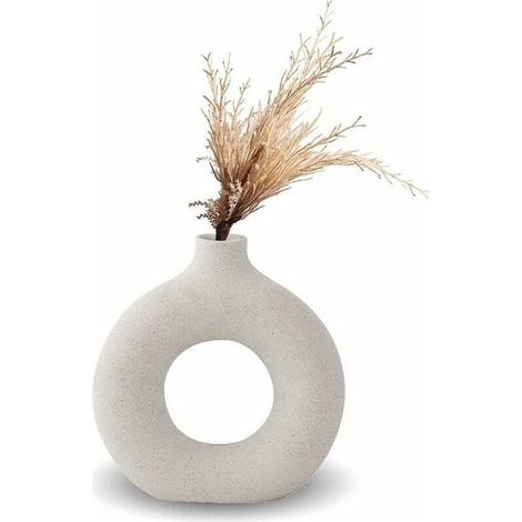 Vase, Vase en Céramique Décoration De La Maison Minimaliste Déco Blanc Végétarien en Céramique Pot De Fleur Vase Decoratif,13.53.514.5cm (1/5)