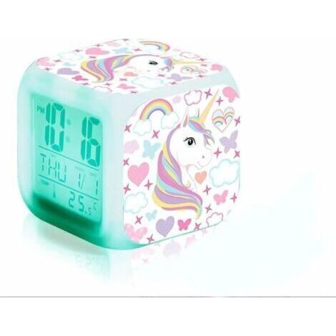 Réveils numériques Licorne pour les filles, Cube LCD LED de nuit brillante avec enfants légers Réveillez-vous l'horloge de chevet Cadeaux d'anniversaire pour les enfants Femmes Chambre adulte (1/5)