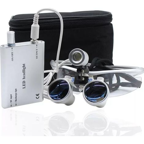Lupenbrille Zahnarzt, Dental Lupenbrilles mit LED Scheinwerfer Headlight Licht, 3.5X 420mm Lupenbrille mit Licht Zahnarzt für Alle Type von Chirurgischen Operation