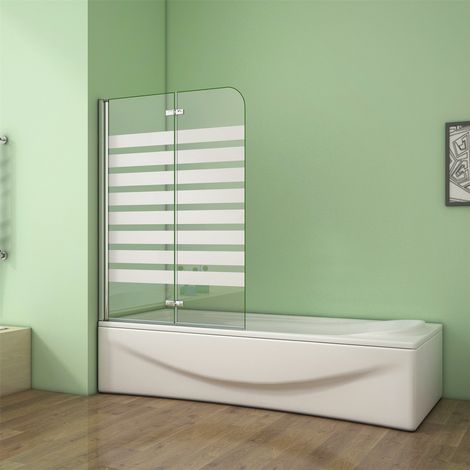 120x140cm Badewannenaufsatz mit NANO Badewannenfaltwand 6mm ESG Glas Duschwand L (1/5)