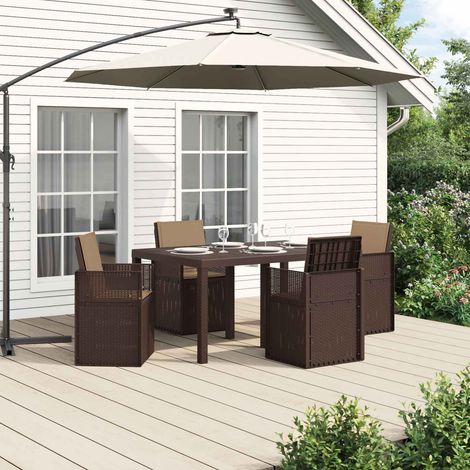vidaXL Ensemble de salle à manger pour jardin 5 pc Marron et taupe PP (1/5)