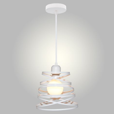 Lampadario Metallo Industriale Retrò Moderno Barra Loft Ristorante Metallo Regolabile Creativo Molla Interni Luce Decorareativa - Bianco (1/4)