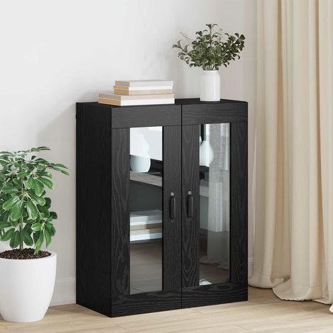 Armoire murale de rangement 2 portes en bois d’ingénierie chêne noir 69,5 x 34 x 90 cm - PANGIVO (1/5)