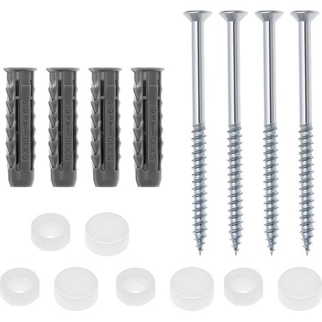Lot de 2 boulons d'ancrage pour bidet de salle de bain, cuvette de toilette au sol, kit de réparation comprenant vis, chevilles murales, rondelles, capuchons d'extrémité (1/5)