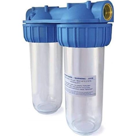 Filtro acqua doppio da 10" Include porta filtro a doppio bicchiere, supporto porta filtro a parete e chiave porta filtro facile da installare e manutenzione (1/5)