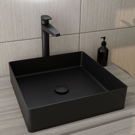 RAK Ingot Square Countertop Wash Basin 400mm Wide - Black (1/5)