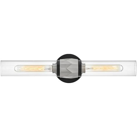 Applique bagno doppia nero/nichel vetro 2xE27 Ellison Hinkley (1/5)