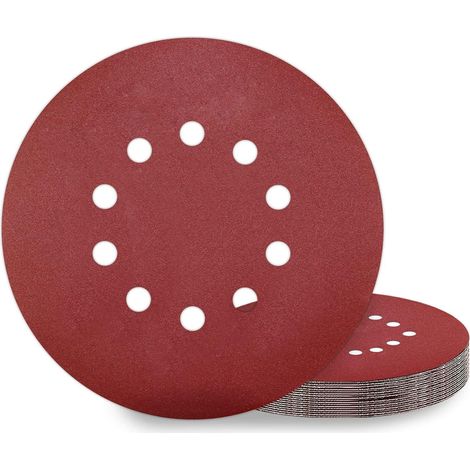 Schleifscheiben 225mm Klett P240 10 Loch Rot Schleifgiraffe 240 10.0 (1/5)