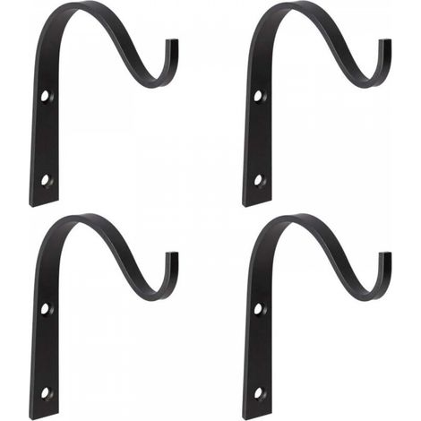 Lot de 4 crochets muraux en fer, parfaits pour suspendre lanternes, supports pour plantes et fixations métalliques pour clôtures. 7,6 cm (noir) (1/5)