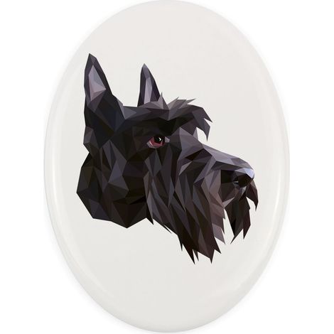 Terrier scozzese, Terrier di Aberdeen - un piatto con foto e iscrizione geometrica di Art-Dog (1/4)