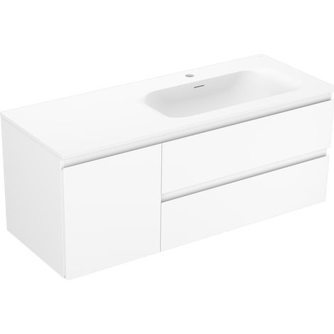 Mexen Orio Badezimmerschrank 120 cm mit Waschbecken Vela rechts, 2S, 1D, weiß matt - 91A13-12047-3-BBFFFF01-W23P01 (1/5)