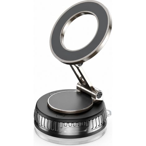 Support Téléphone Magnétique pour Voiture, Pliable et Rotatif à Ventouse, Noir, Rainure pour Câble (1/5)