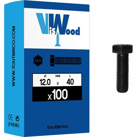 100 vis 12x40mm tête hexa  brut Viswood