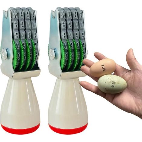 Dateur Manuel pour Œufs, Tampon en Caoutchouc 5mm, Marqueur pour Œufs de Poules, Canards, Caille,Dindons Oies Tampon Caoutchouc 2pcs (1/5)