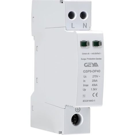 Parasurtenseur Protection Contre la Foudre Dispositif Anti-Bruit Basse Tension 20-40KA SPD (1P+N,AC275V) (1/5)