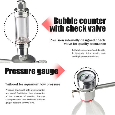 Kit de système générateur de CO2 pour Aquarium, avec électrovanne, compteur de bulles, contrôle du réacteur de dioxyde de carbone pour plantes (1/5)