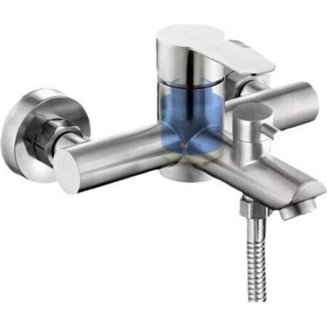 Wandmontierte Dusch- und Badewannenarmatur – Einhebelmischer, 2 Wasserauslässe – Badewannenarmatur, silber (1/4)