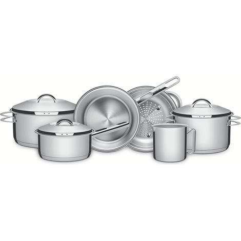 Tramontina Set di Pentole Solar da 6 Pezzi in Acciaio Inox con Base Tri-Ply (1/5)