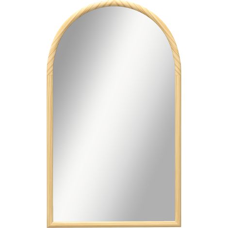 Miroir mural arche, 110 x 65 cm Cadre en bois, Miroir arqué pour le salon, la chambre, l'entrée, bois naturel (1/5)