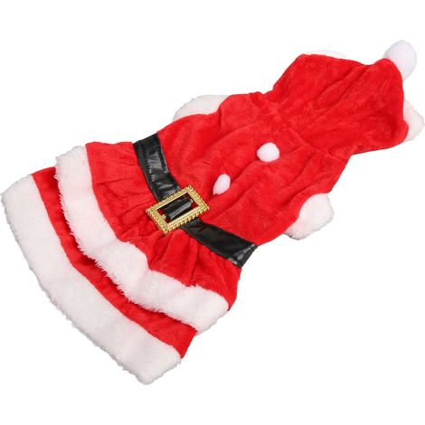 Robe de Noël pour animaux de compagnie, douce et épaisse, en polaire corail double face respirante avec fermeture à boutons. Robe de Père Noël pour chien, idéale pour l'hiver (taille XS). (1/5)