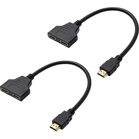 Répartiteur HDMI 2 sorties 30 cm, adaptateur HDMI mâle vers double femelle pour dupliquer ou inverser l'affichage sur PC, TV, moniteurs LCD, projecteurs et consoles de jeux. (1/5)