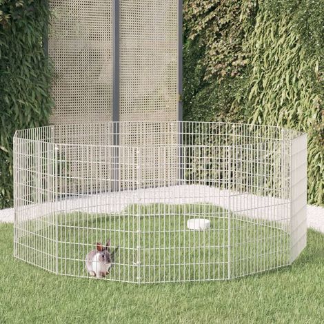 Recinto animales corral 12 paneles hierro galvanizado 54x80 cm