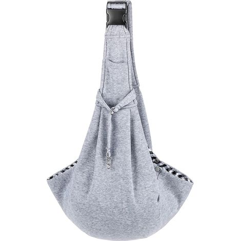 Sac de transport bandoulière gris respirant et réglable pour chiens de petite et moyenne taille (1/5)