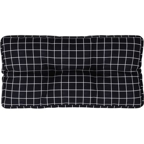 Coussin de palette motif à carreaux noir 70x40x12 cm tissu (1/5)