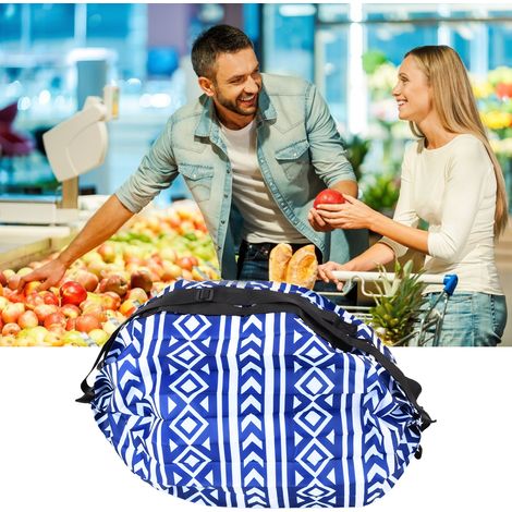 Große, faltbare Reisetasche aus Polyester im japanischen Stil, wasserdicht und mit Schultergurt (blau und weiß). (1/5)