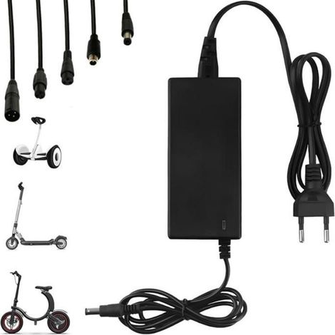 Chargeur 42 V 2 A - 5 Connecteurs Intégrés - Pour Batterie Lithium 36 V Scooter Vélo Électrique - 1 Pièce
