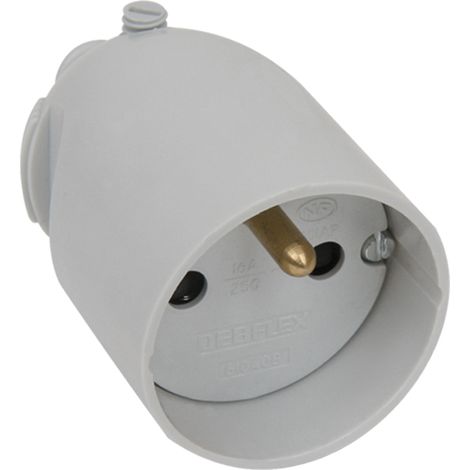 DEBFLEX - FICHE FEMELLE 2P+T 16A DROITE A COIFFE GRIS - 713700