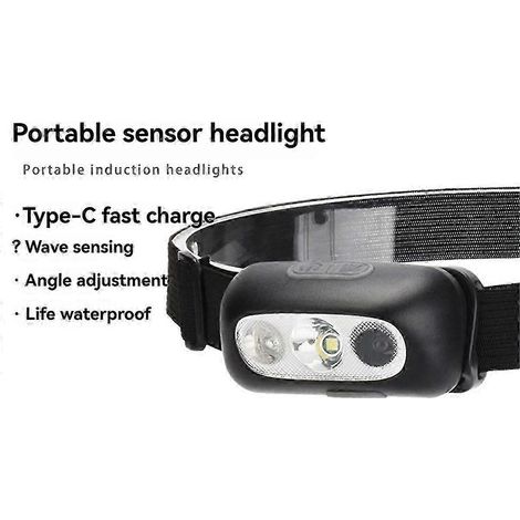 Wiederaufladbare LED-Stirnlampe mit Sensor, wasserdicht, tragbar, superhellgrau, SZRH