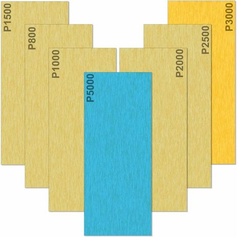 Papier de Verre 5000 3000 2500 2000 1500 1000 800 Grain Papier abrasif Humide et Sèche, Utilisé pour polir métal, bois, les voitures, 35 Papier 9 x 3,6 pouces par feuille