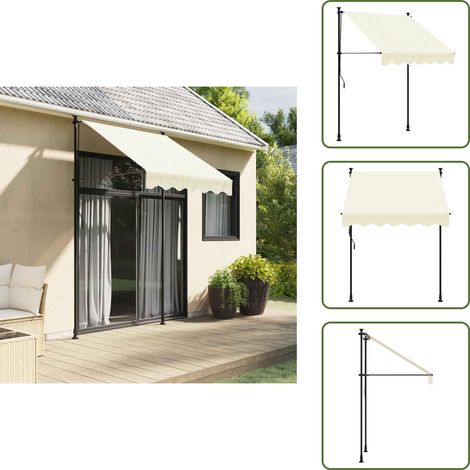 Markise Einziehbar Creme 150x150 cm Stoff und Stahl - Markise - Einziehbare Markise - Gartendekoration - Sonnenschutz - Outdoor Möbel (1/5)