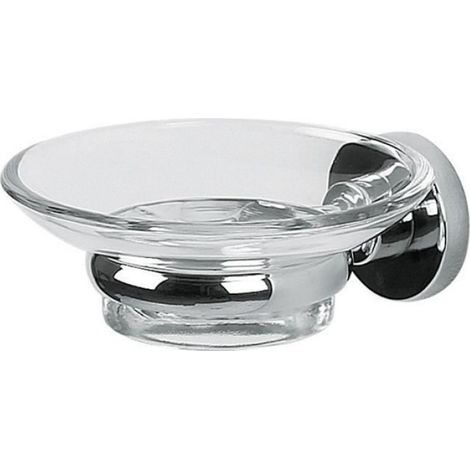 Porte-Savon - Verre Et Acier Chromé - Salle De Bain - 11 X 12 Cm - 1 Pièce