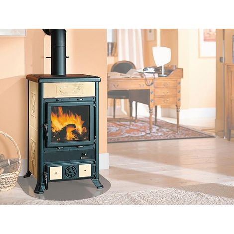 La Nordica extraflame stufa a legna in ghisa Rossella R1 liberty pergamena 11,0 kw per 252 m  riscaldabili (1/5)