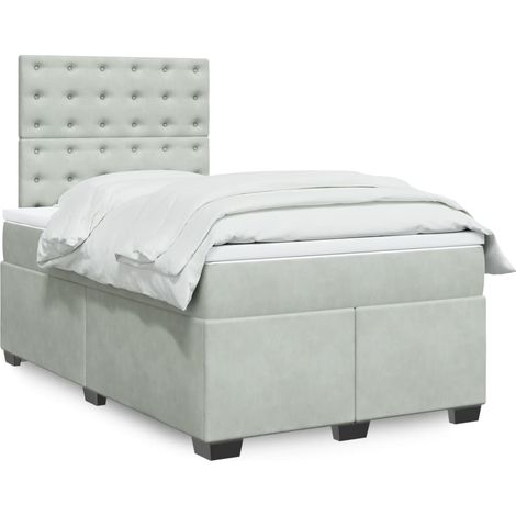 Boxspringbett mit Matratze Hellgrau 120x200 cm Samt