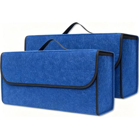 Kofferraum Organizer Filz 2er Set 50x24x17cm, faltbar, mit Einlegeplatte, marineblau