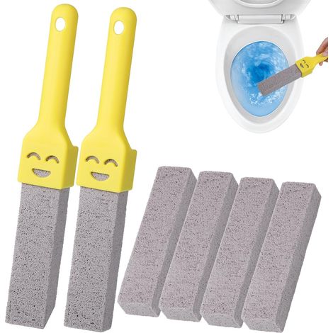 Pierre Ponce Brosse WC Avec Deux Poignées - Brosse de Nettoyage Remplaçable Pour Piscine et Toilettes - 6 Pièces Pour Enlever le Calcaire - Produits et Accessoires de Nettoyage (1/5)