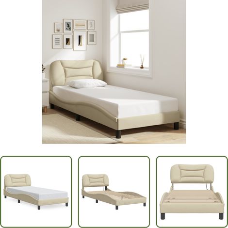 Kopfteilkissen - Bettgestell ohne Matratze "Hvar" Creme 80x200 cm Stoff (1/5)